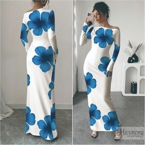Neriah One-Shoulder Maxi Dress - Blue Floral